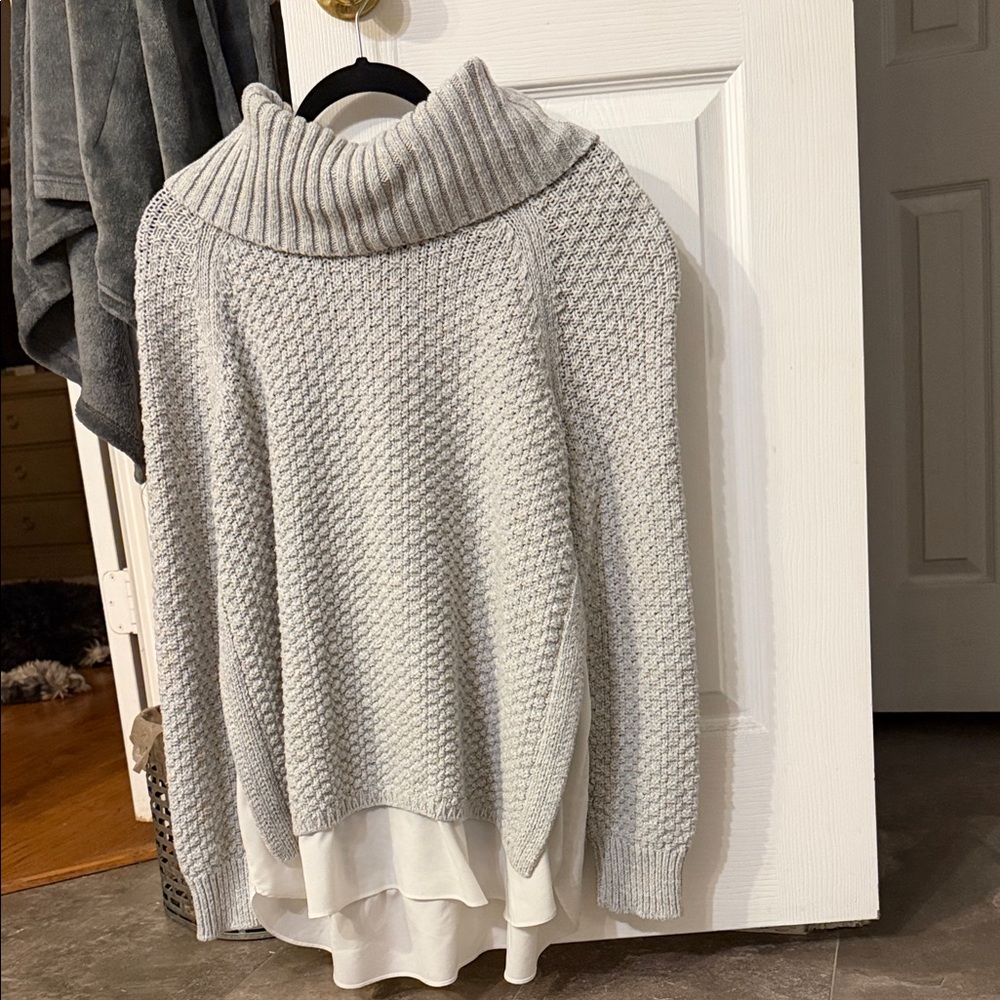 LOFT Light Gray Cowl Neck Sweater